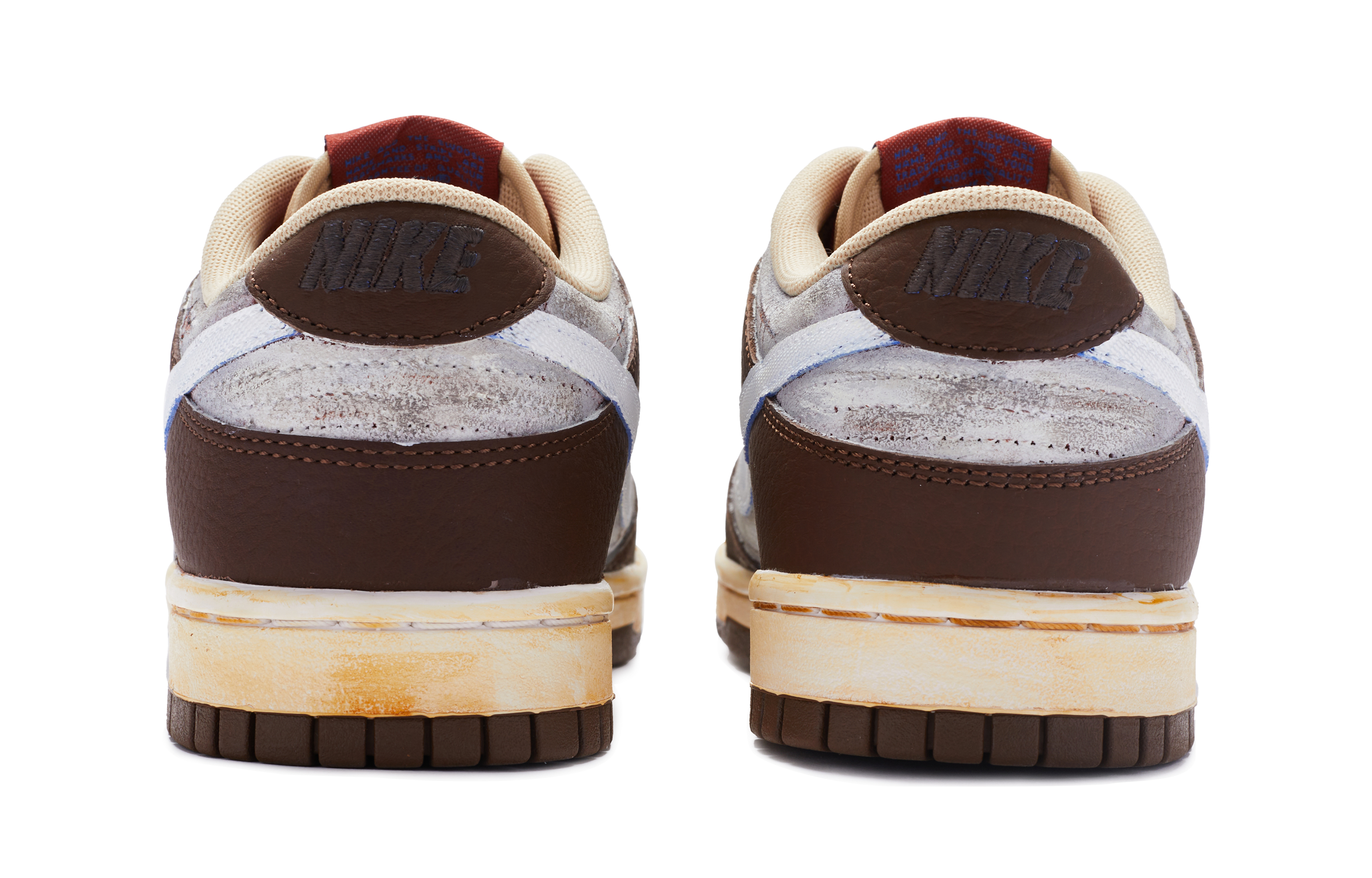 Shop 【客製化球鞋】 Nike Dunk Low 美式復古風 街頭風格 懷舊磨損 手繪噴繪 低筒 運動鞋 男款 白棕色