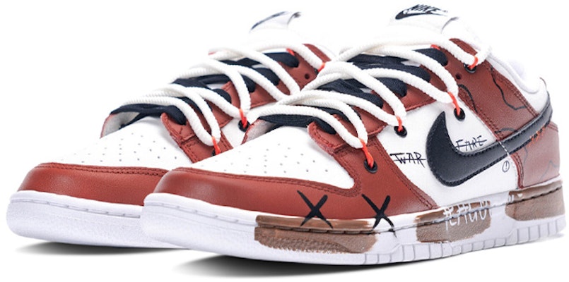 나이키 덩크 로우 '워 그라피티 레드-블랙-화이트' (커스텀) DH9765-100(Team拾陆-女款反战涂鸦) Lookbook 나이키 덩크 로우 '워 그라피티 레드-블랙-화이트' (커스텀) DH9765-100(Team拾陆-女款反战涂鸦)