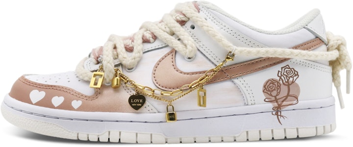 【客製化球鞋】Nike Dunk Low 玫瑰鎖愛 氣質女孩 高貴溫柔 鏈條 解構鞋帶 低幫 板鞋 GS 暖粉色 Buy 【客製化球鞋】Nike Dunk Low 玫瑰鎖愛 氣質女孩 高貴溫柔 鏈條 解構鞋帶 低幫 板鞋 GS 暖粉色