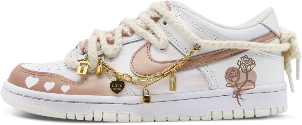 【客製化球鞋】Nike Dunk Low 玫瑰鎖愛 氣質女孩 高貴溫柔 鏈條 解構鞋帶 低幫 板鞋 GS 暖粉色 Buy 【客製化球鞋】Nike Dunk Low 玫瑰鎖愛 氣質女孩 高貴溫柔 鏈條 解構鞋帶 低幫 板鞋 GS 暖粉色
