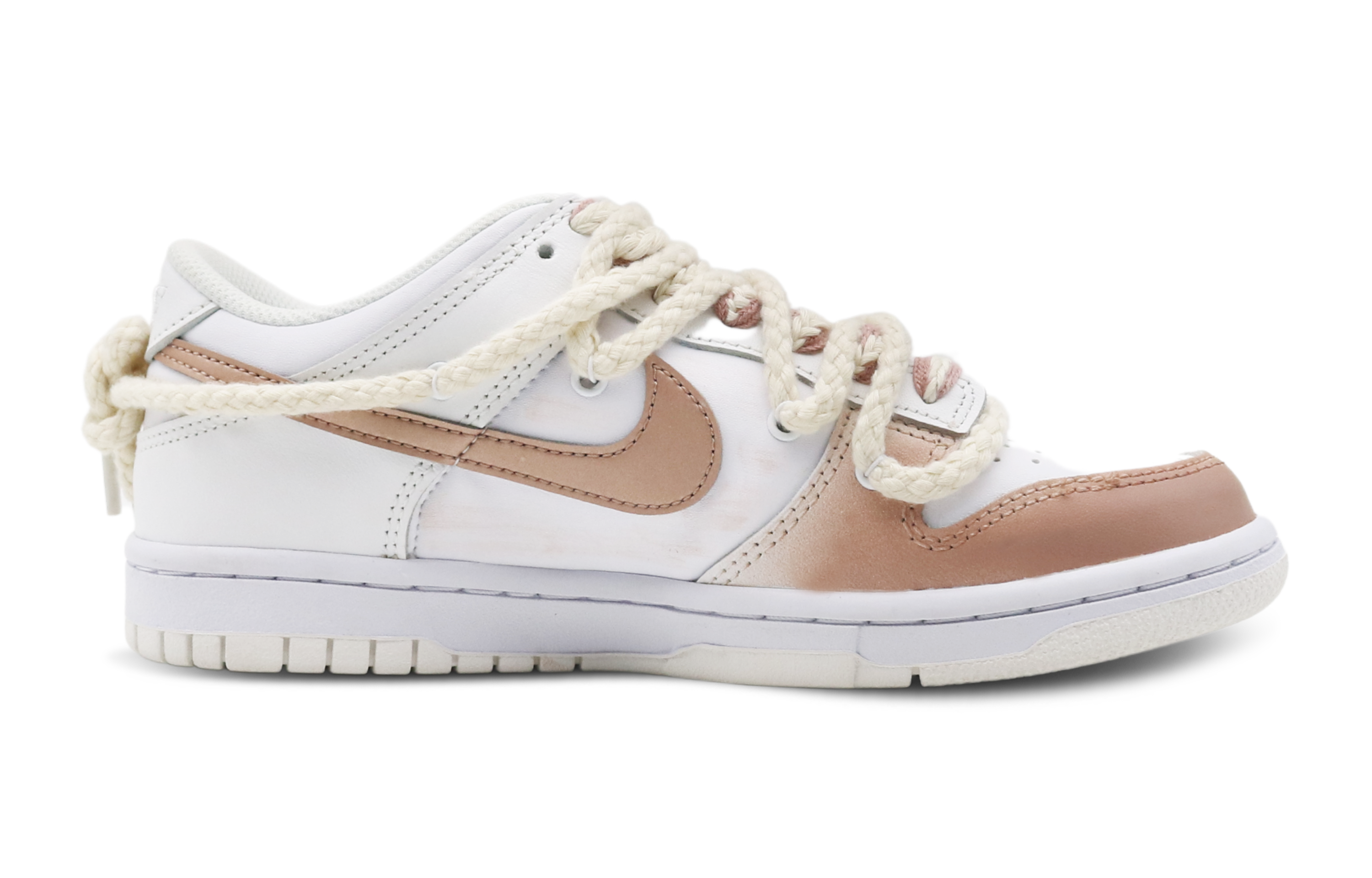 Order 【客製化球鞋】Nike Dunk Low 玫瑰鎖愛 氣質女孩 高貴溫柔 鏈條 解構鞋帶 低幫 板鞋 GS 暖粉色