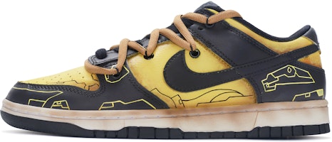 【定制球鞋】Nike Dunk Low 機械戰甲 廢土風 解構鞋帶 手繪噴繪 低幫 板鞋 GS 黑黃 Buy 【定制球鞋】Nike Dunk Low 機械戰甲 廢土風 解構鞋帶 手繪噴繪 低幫 板鞋 GS 黑黃