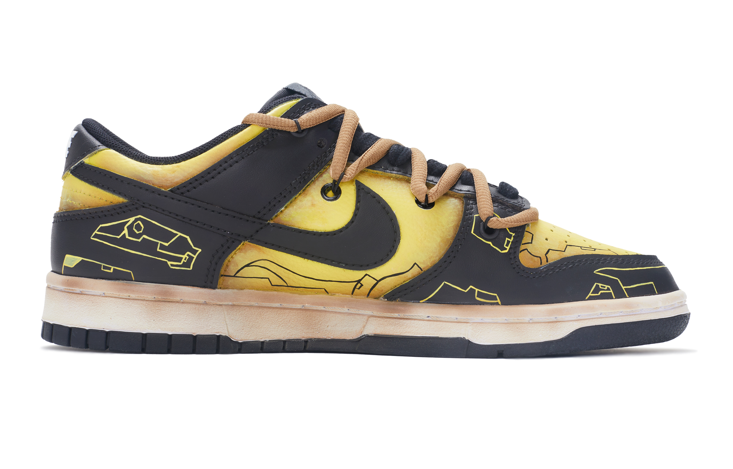 Order [Sepatu Custom] Nike Dunk Low 'Wasteland Hitam-Kuning' DH9765-002(TeamR-女款机械战甲黑黄)