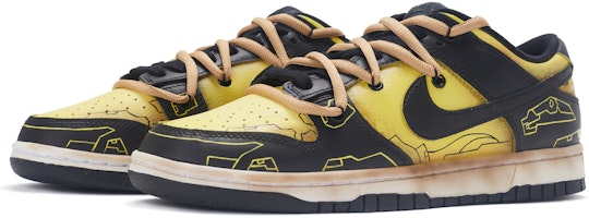 【定制球鞋】Nike Dunk Low 機械戰甲 廢土風 解構鞋帶 手繪噴繪 低幫 板鞋 GS 黑黃 Lookbook 【定制球鞋】Nike Dunk Low 機械戰甲 廢土風 解構鞋帶 手繪噴繪 低幫 板鞋 GS 黑黃