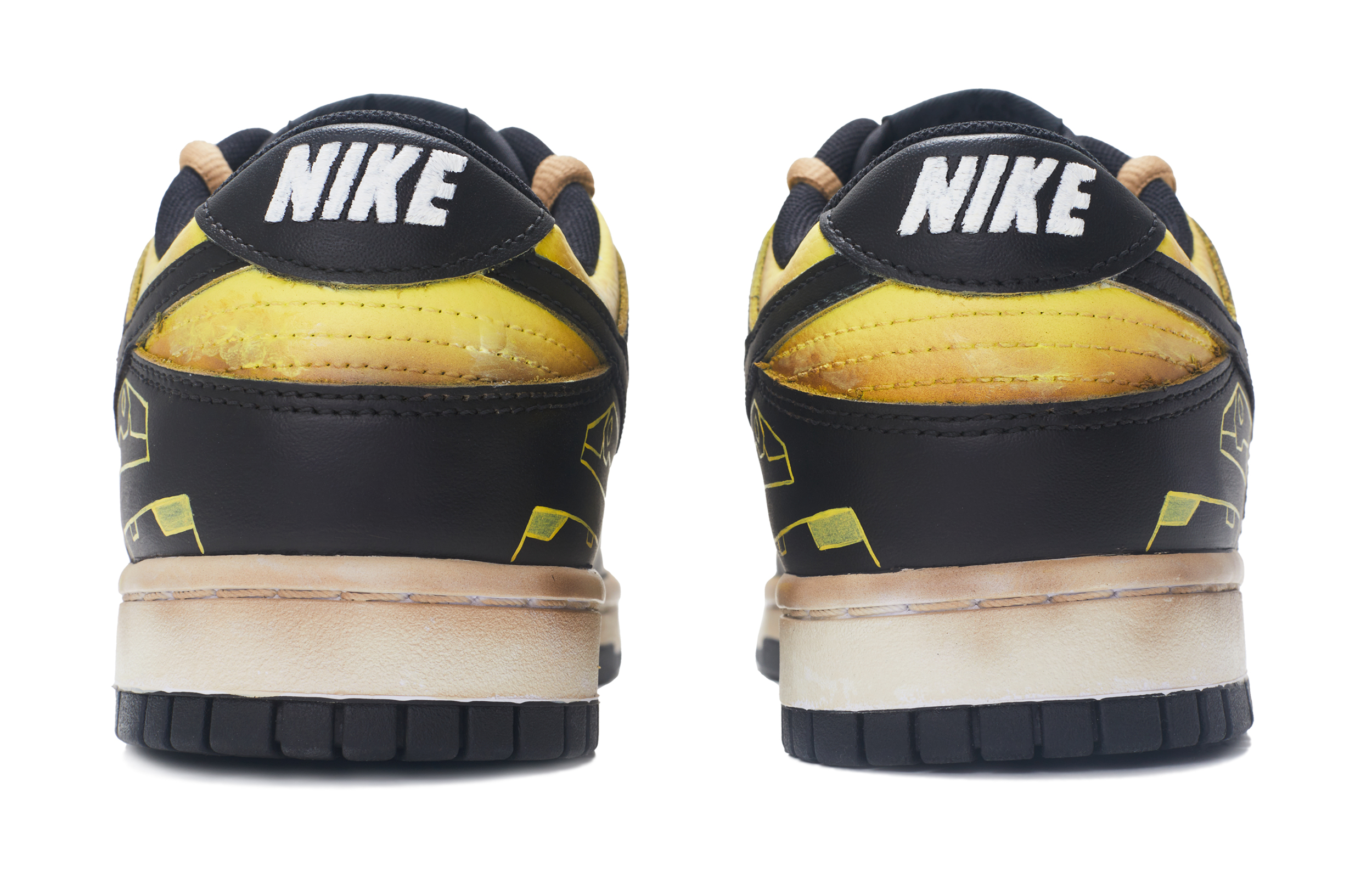 Shop [Sepatu Custom] Nike Dunk Low 'Wasteland Hitam-Kuning' DH9765-002(TeamR-女款机械战甲黑黄)