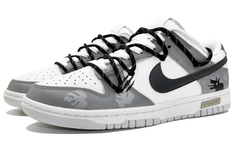 Shop 【客製化球鞋】Nike Dunk 狼人韦恩 百搭 休閒 低筒 板鞋 男款 灰白