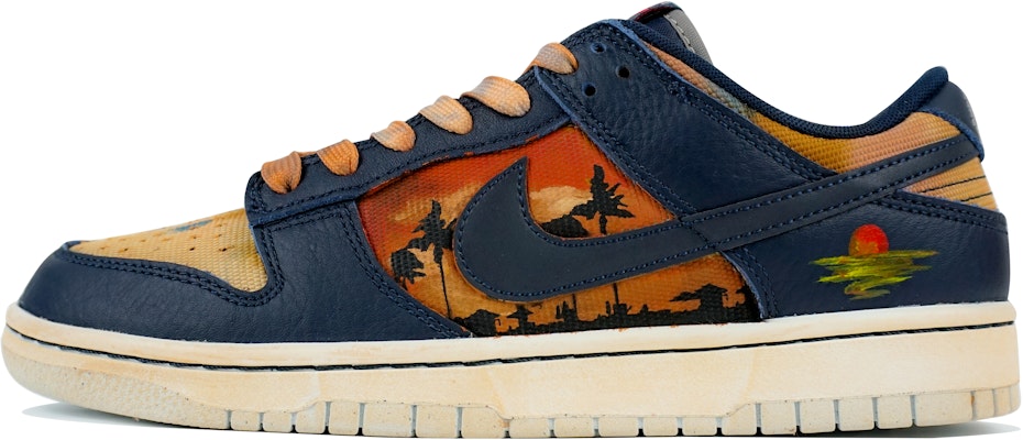 【定制球鞋】Nike Dunk Low 玖制 西海岸 說唱主題 嘻哈 椰子樹 做舊 晚霞 低幫 板鞋 男款 黑橙 Order 【定制球鞋】Nike Dunk Low 玖制 西海岸 說唱主題 嘻哈 椰子樹 做舊 晚霞 低幫 板鞋 男款 黑橙