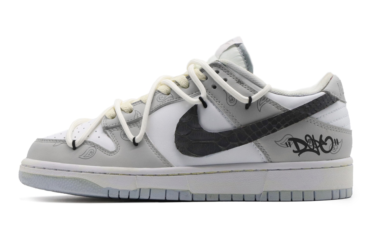 [Custom Shoes] Nike Dunk Low 'West Coast Paisley White-Grey-Black'