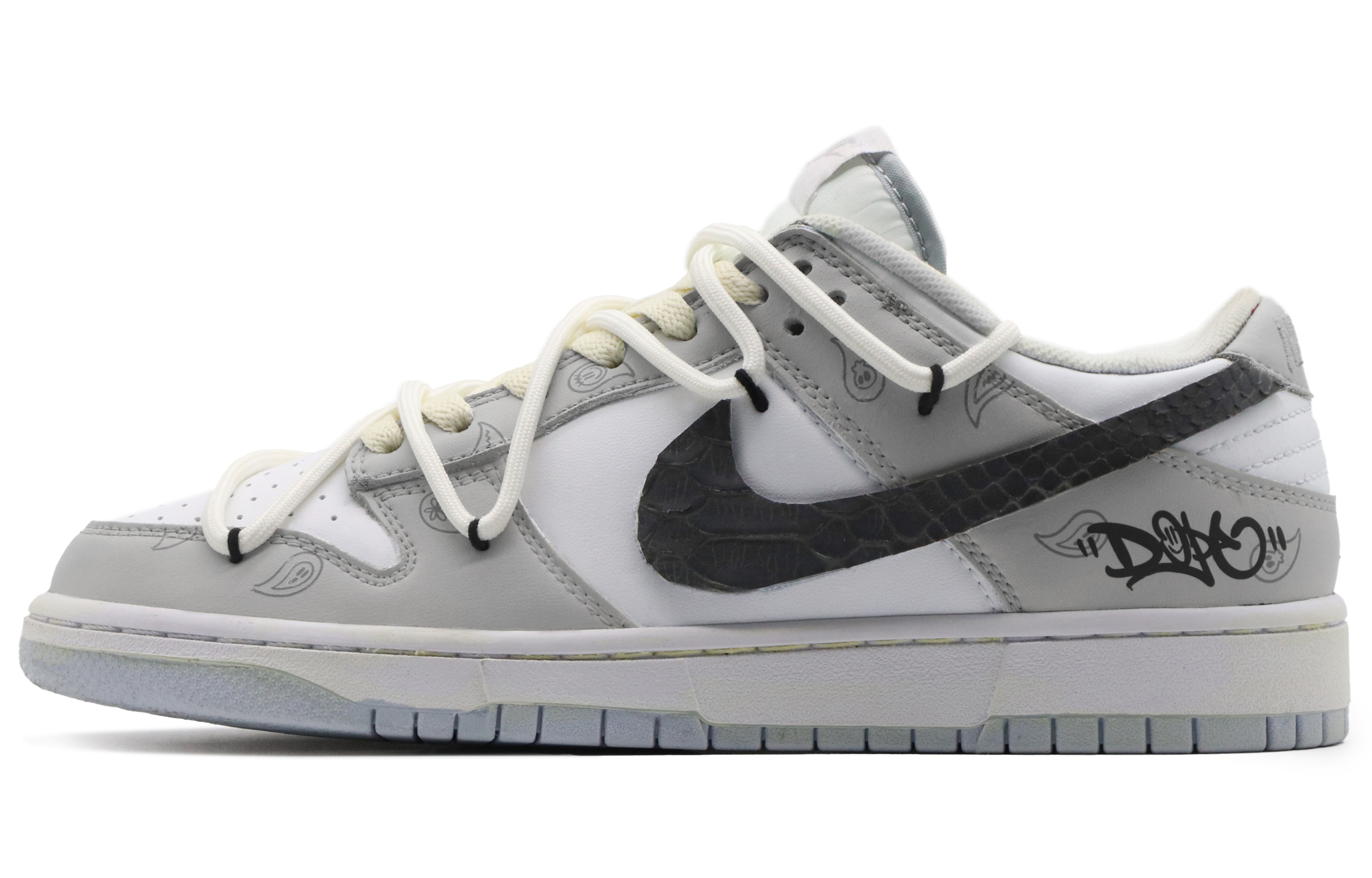 Buy カスタムシューズ] ナイキ ダンク ロー 'ウエストコーストペイズリー 白-灰-黒' DV0831-101(Team57-男款西海岸)