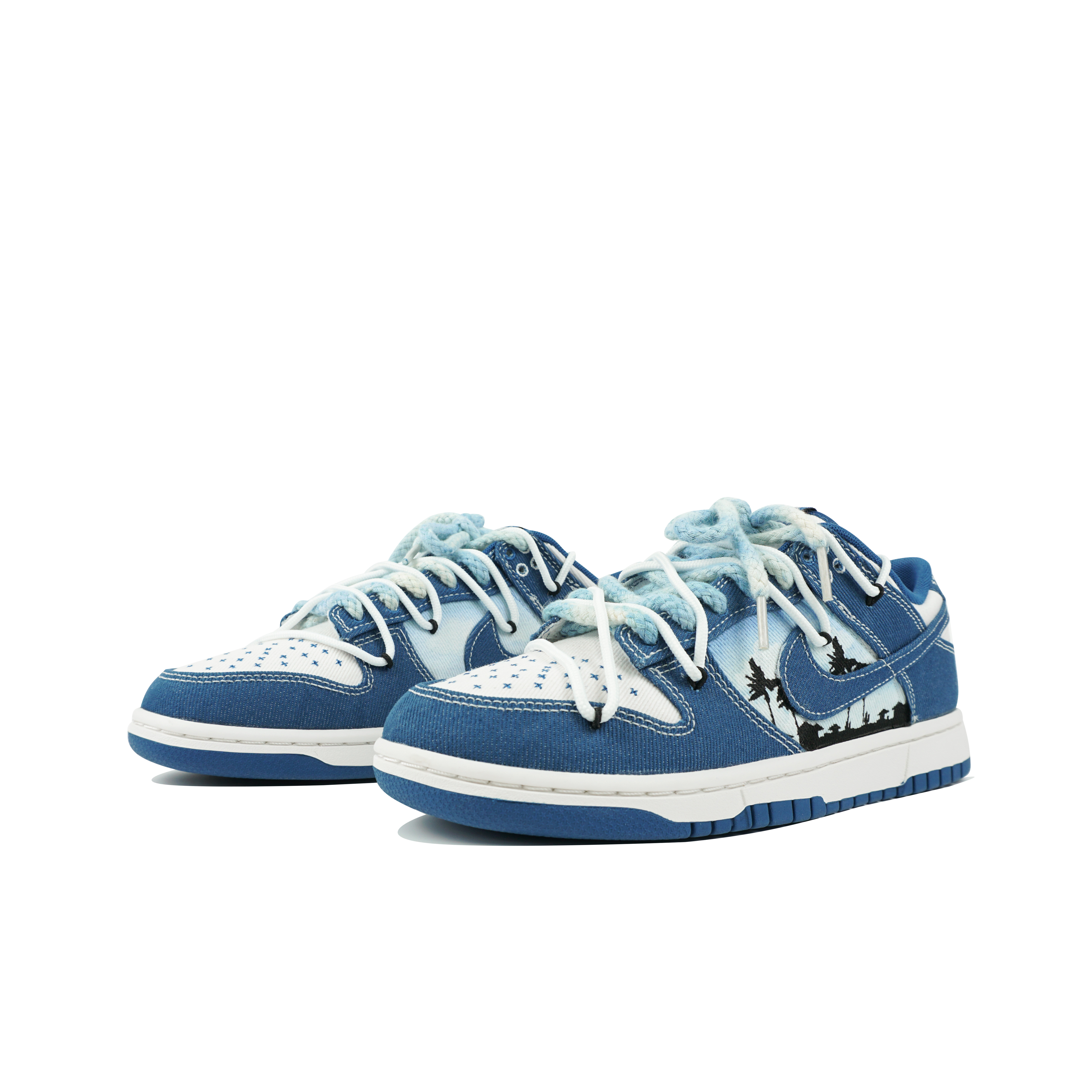 Lookbook [カスタムシューズ] ナイキ ダンク ロー「西海岸タイダイ ココナッツツリー」 DV0834-101(Team陆-渐变扎染椰子树)