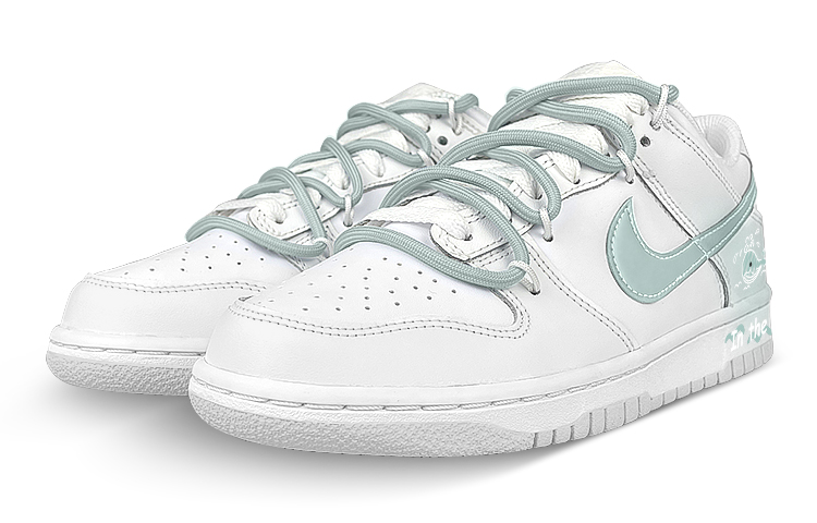 Lookbook ナイキ ダンク Low カスタム「鯨グラデ白灰緑」 DV0831-101(Team47-男款鲸鱼)