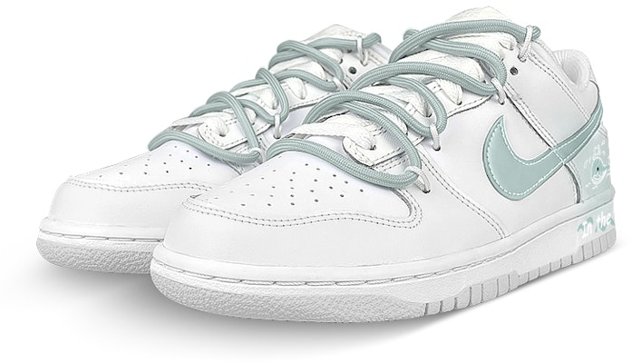 ナイキ ダンク Low カスタム「鯨グラデ白灰緑」 DV0831-101(Team47-男款鲸鱼) Lookbook ナイキ ダンク Low カスタム「鯨グラデ白灰緑」 DV0831-101(Team47-男款鲸鱼)