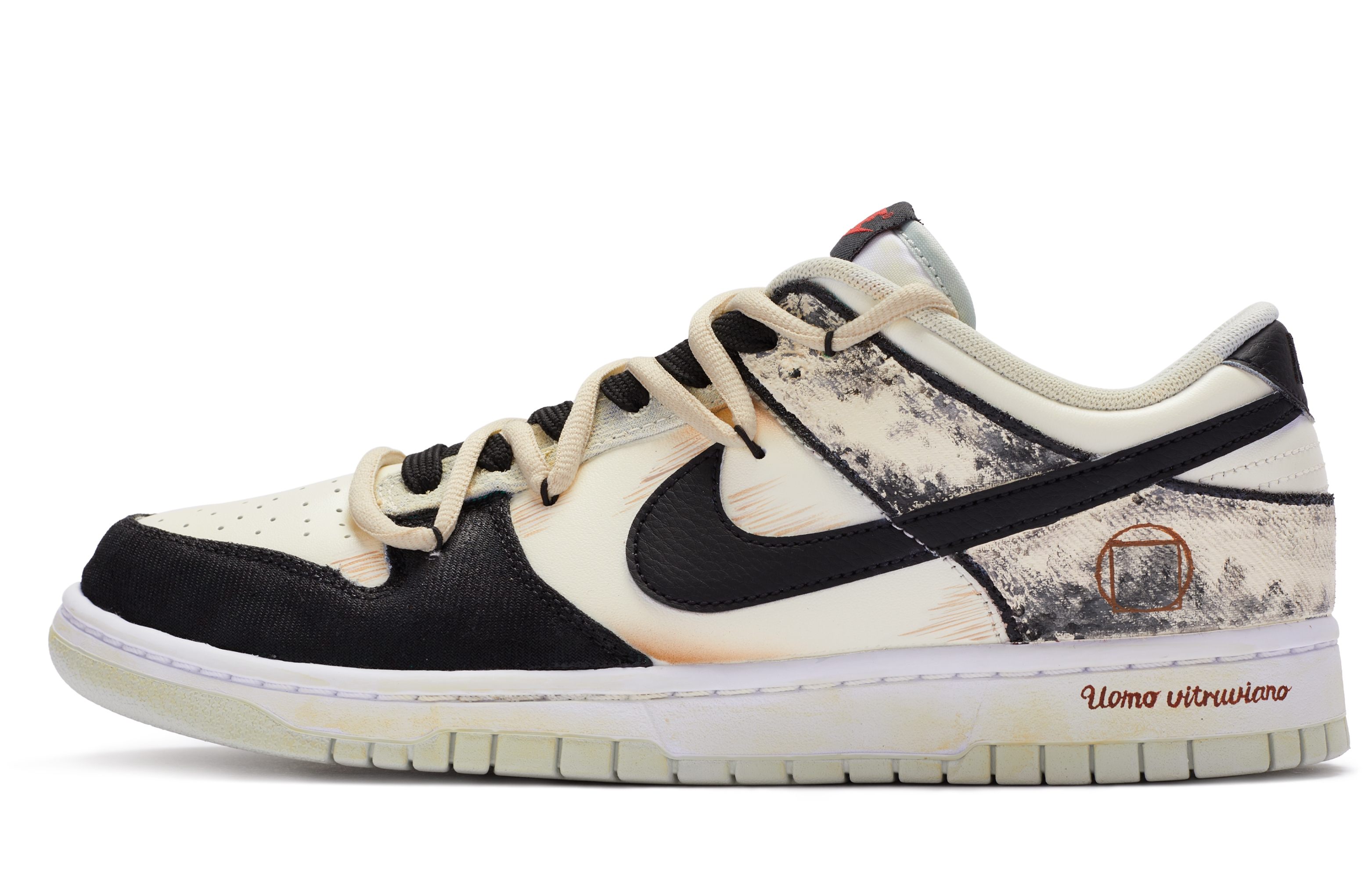 Buy [Zapatos Personalizados] Nike Dunk Low 'Blanco-Negro Renacimiento' DV0827-100(TeamR-男款卡农比例)