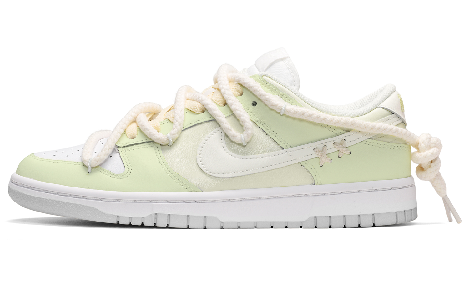 Buy 나이키 덩크 로우 '화이트-그린-옐로우 자수' (커스텀) DV0831-101(TeamE-男款芝芝青提白青黄QD)