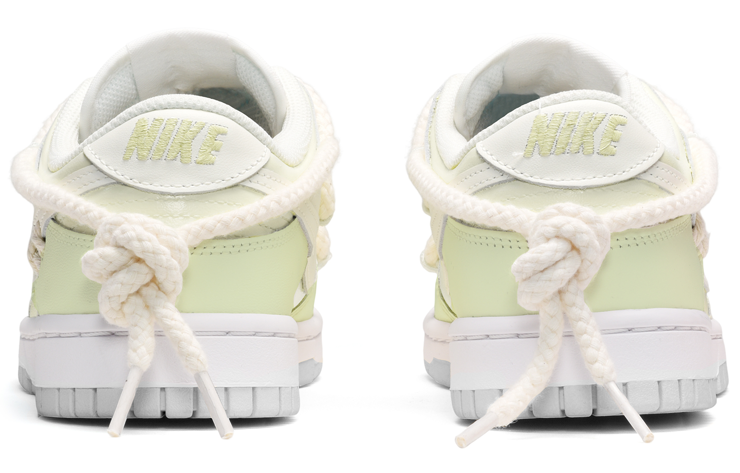 Shop 나이키 덩크 로우 '화이트-그린-옐로우 자수' (커스텀) DV0831-101(TeamE-男款芝芝青提白青黄QD)