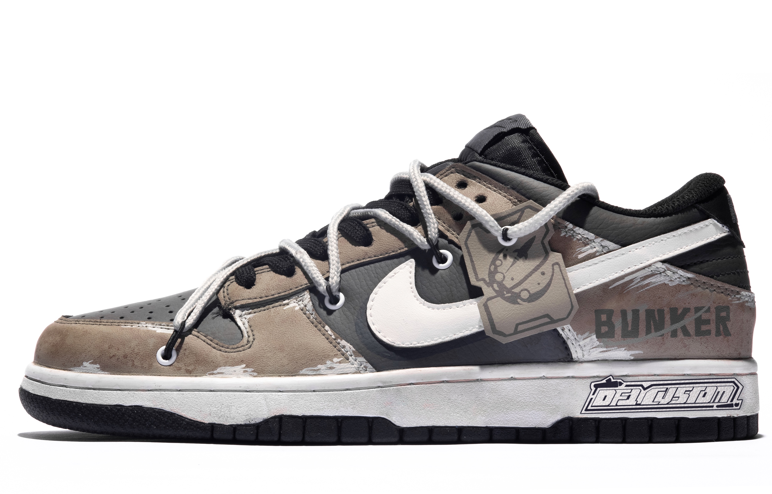 Buy [Kasut Custom] Nike Dunk Low 'Putih Hitam Coklat Grafiti' DD1391-100(TeamM-男款掩体纪元S-BOX)