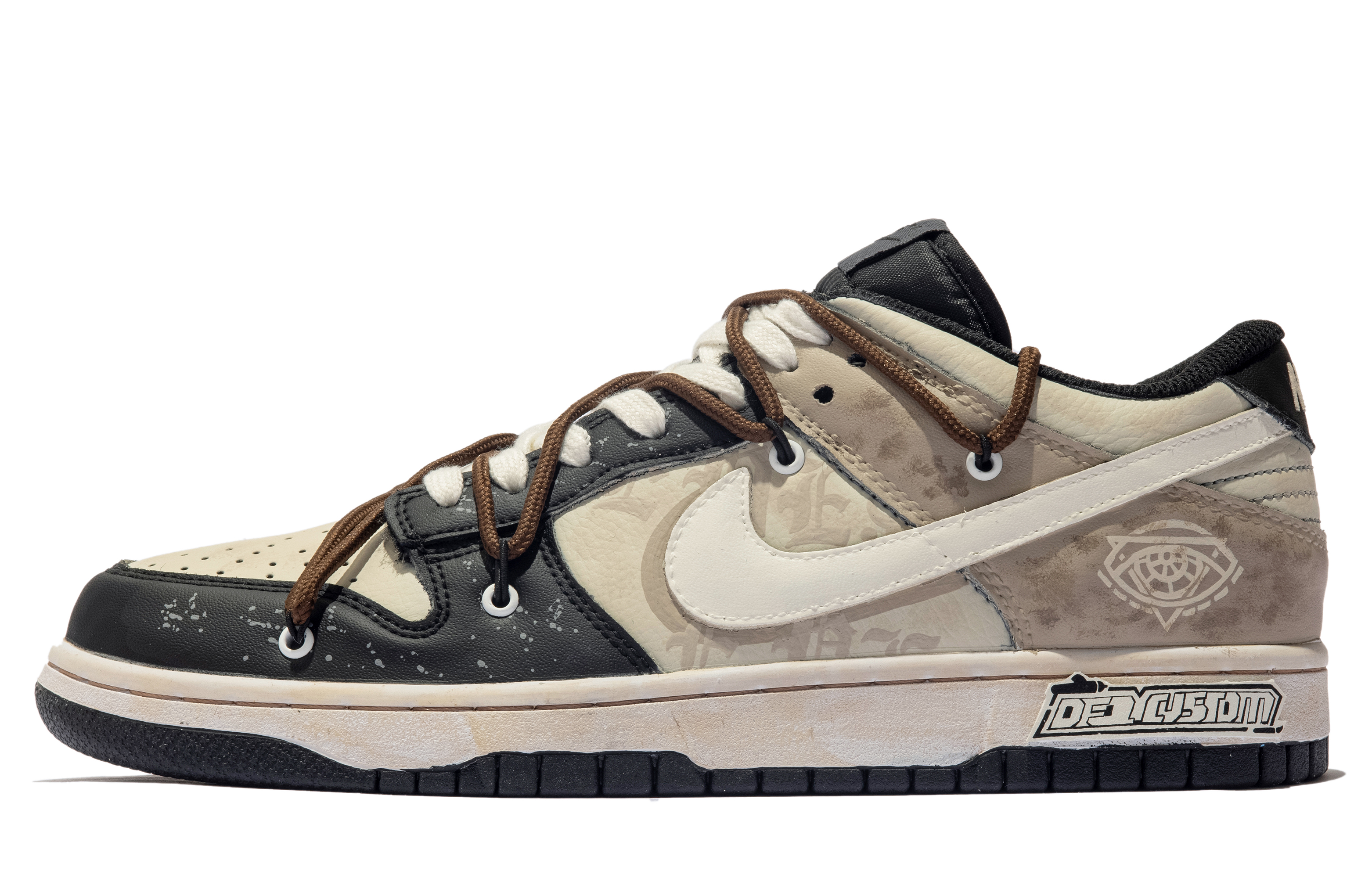 Buy [Kasut Custom] Nike Dunk Low 'Putih Hitam Coklat Graffiti' DD1391-100(TeamM-男款面壁者S-BOX)