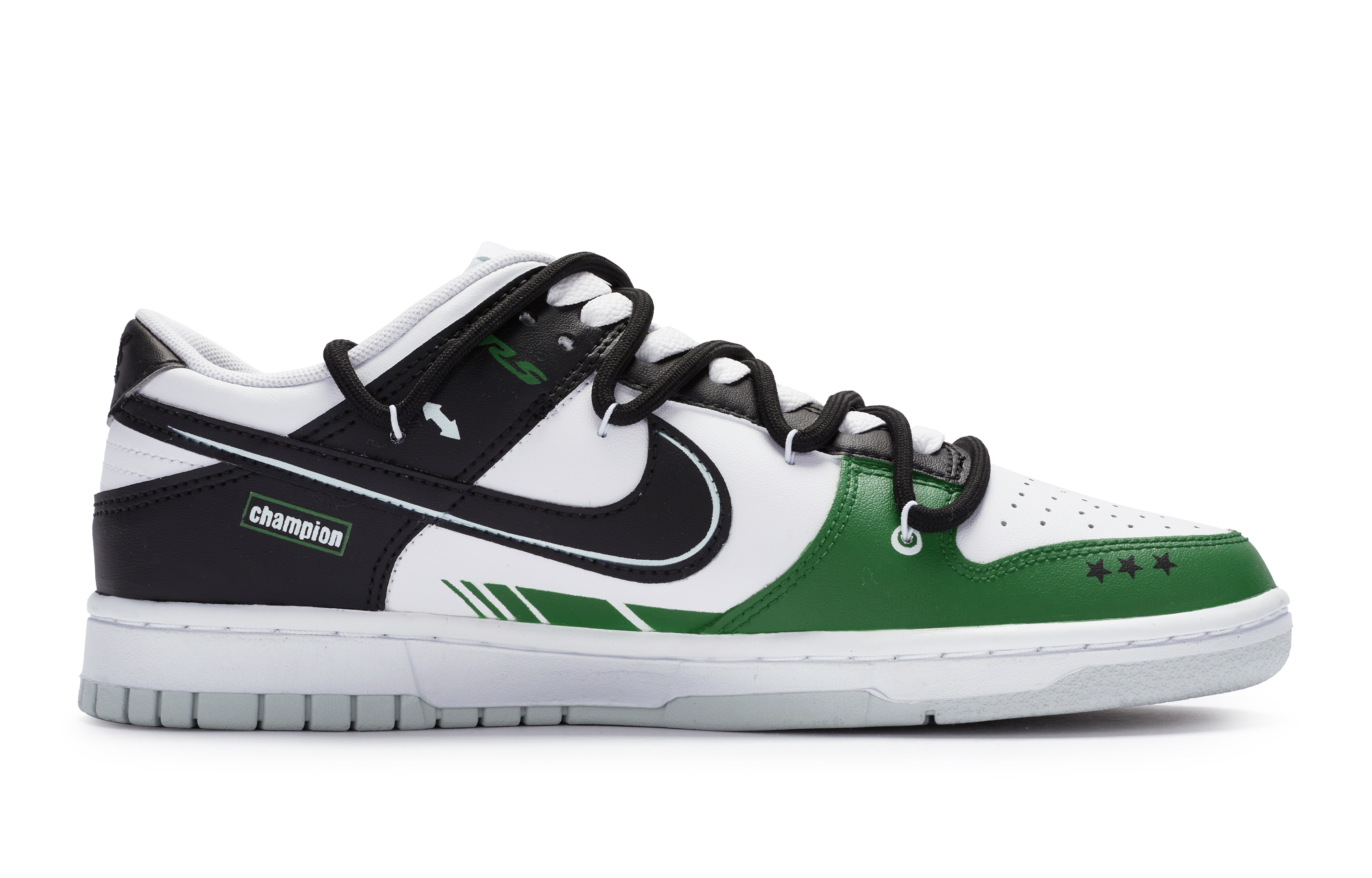 Shop 【客製球鞋】Nike Dunk Low 牛角尖 冠軍GT3 街頭 賽車 手繪噴繪 低筒 滑板鞋 GS 白黑綠