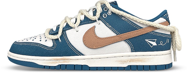 custom-shoes-nike-dunk-low-white-blue-brown-graffiti