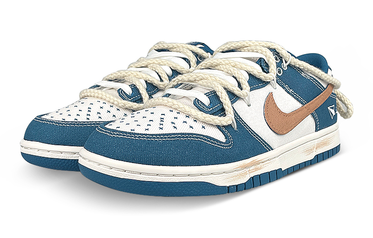Lookbook [Zapatillas Personalizadas] Nike Dunk Low 'Blanco Azul Marrón Graffiti' DV0834-101(Team叁-男款蓝飞机)
