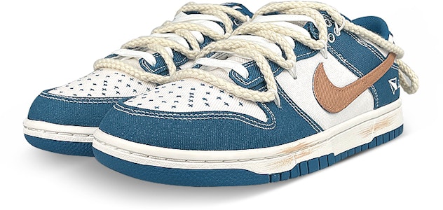 【定制球鞋】Nike Dunk Low 是在玩鞋 飛機 塗鴉 牛仔 復古做舊 解構麻繩鞋帶 低幫 板鞋 男款 白藍棕 Lookbook 【定制球鞋】Nike Dunk Low 是在玩鞋 飛機 塗鴉 牛仔 復古做舊 解構麻繩鞋帶 低幫 板鞋 男款 白藍棕