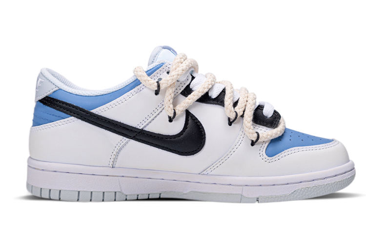Order 【訂製球鞋】Nike Dunk Low 塗鴉風 曲線swoosh 休閒 低筒 滑板鞋 GS 白藍
