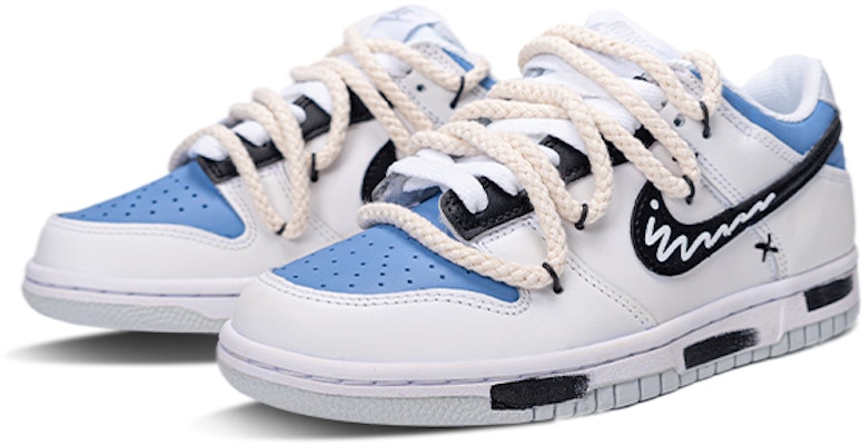 定制鞋 Nike Dunk Low '白蓝涂鸦Swoosh' DH9765-102(Team拾陆-涂鸦曲线) Lookbook 定制鞋 Nike Dunk Low '白蓝涂鸦Swoosh' DH9765-102(Team拾陆-涂鸦曲线)