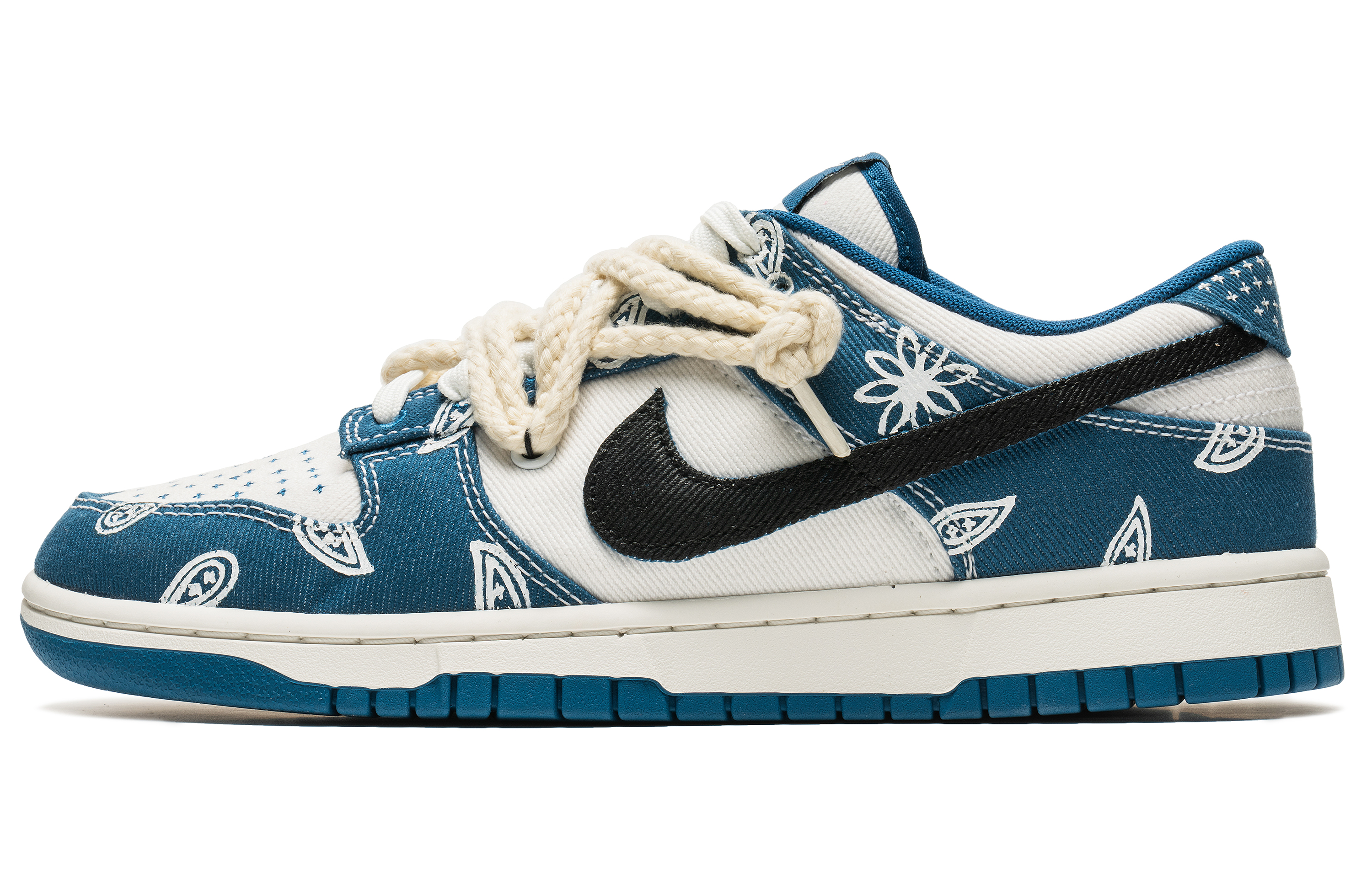Buy [Sepatu Custom] Nike Dunk Low 'Putih Biru Paisley' DV0834-101(TeamB-牛仔腰果花S-BOX)