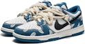 Lookbook 【定製球鞋】 Nike Dunk Low 野鶴製造 解構主題 牛仔腰果花 花式繫帶 特殊禮盒 低筒 板鞋 男款 白藍
