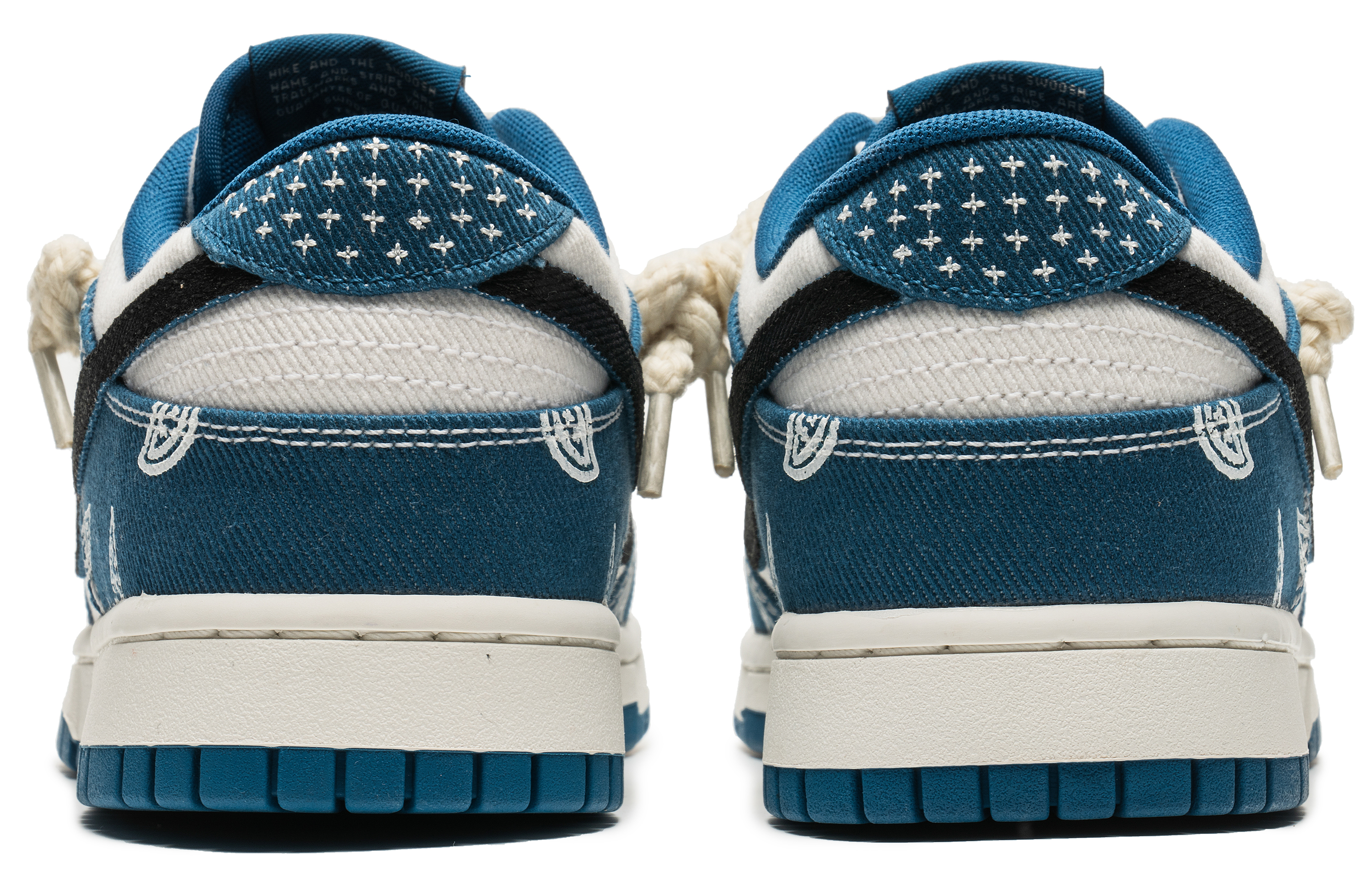 Shop [Sepatu Custom] Nike Dunk Low 'Putih Biru Paisley' DV0834-101(TeamB-牛仔腰果花S-BOX)