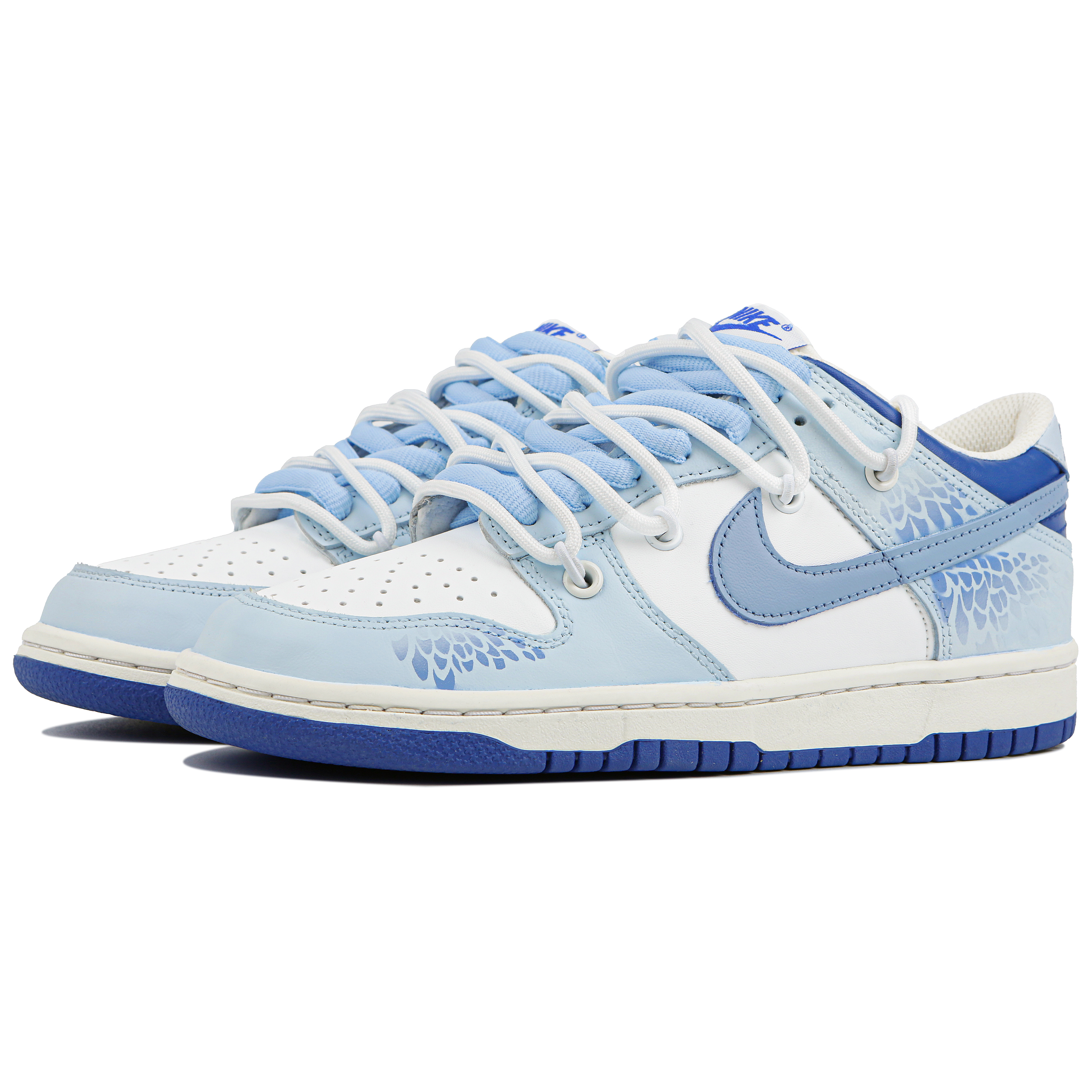 Shop 나이키 덩크 로우 '화이트 블루 로얄' 커스텀 DH9765-105（Team4-女款青羽）