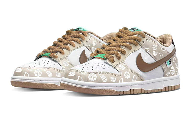 Lookbook [Zapatillas Personalizadas] Nike Dunk Low 'Blanco Marrón' DX6063-131-(TeamY-女款腰果花白棕)