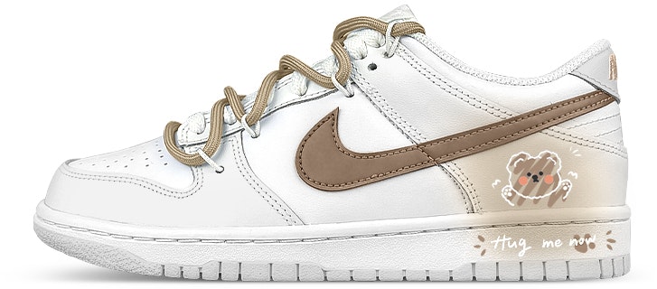 custom-shoes-nike-dunk-low-white-brown-bear-graffiti