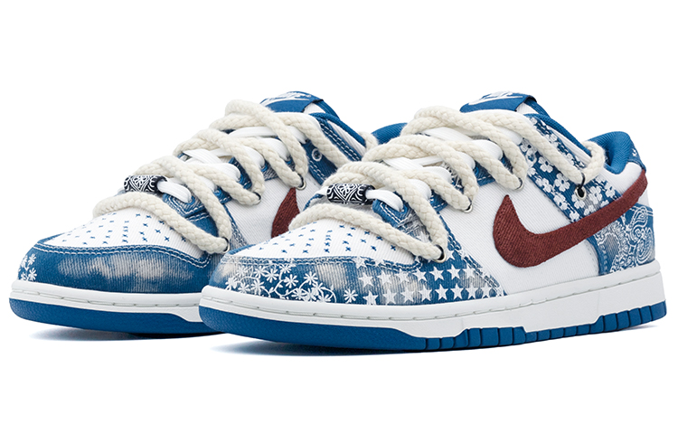 Lookbook [Zapatillas Personalizadas] Nike Dunk Low 'Denim Blanco Paisley' DV0834-101(team肆-工业牛仔腰果花A)
