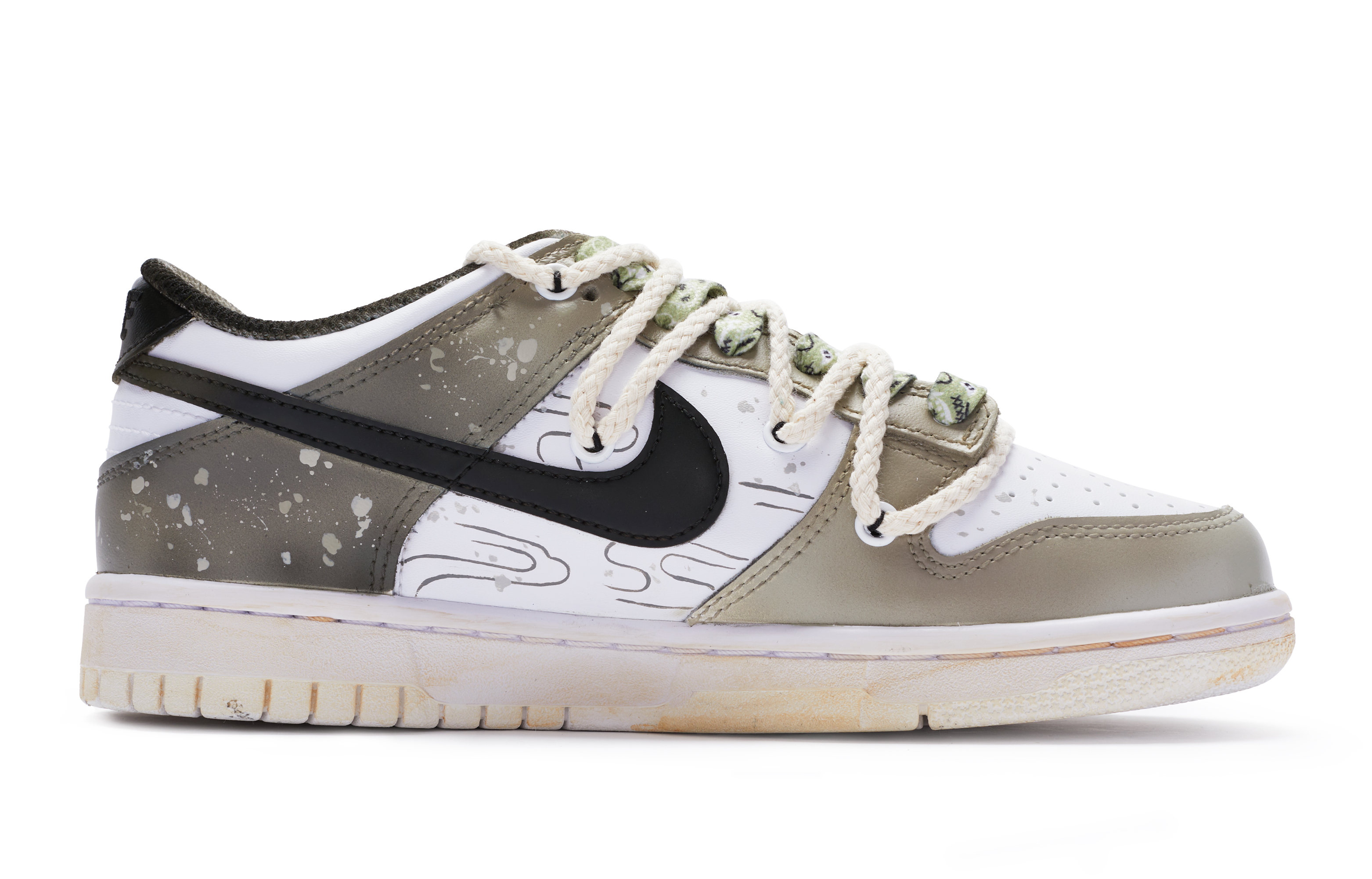 Order [Kasut Kustom] Nike Dunk Low 'Putih Embun' DH9765-100(TeamR-女款白露白棕黑S-BOX)