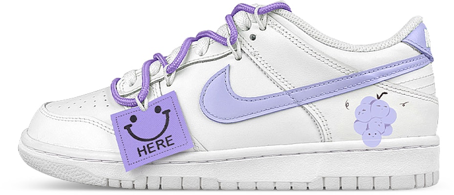 【訂製球鞋】 Nike Dunk Low 解構 雙鞋帶 笑臉布貼 葡萄 低筒 板鞋 男款 白紫 Buy 【訂製球鞋】 Nike Dunk Low 解構 雙鞋帶 笑臉布貼 葡萄 低筒 板鞋 男款 白紫