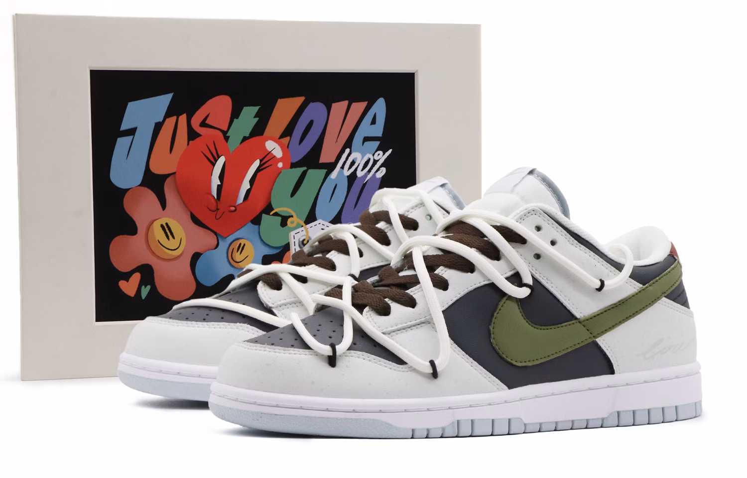 custom-shoes-nike-dunk-low-white-green-black