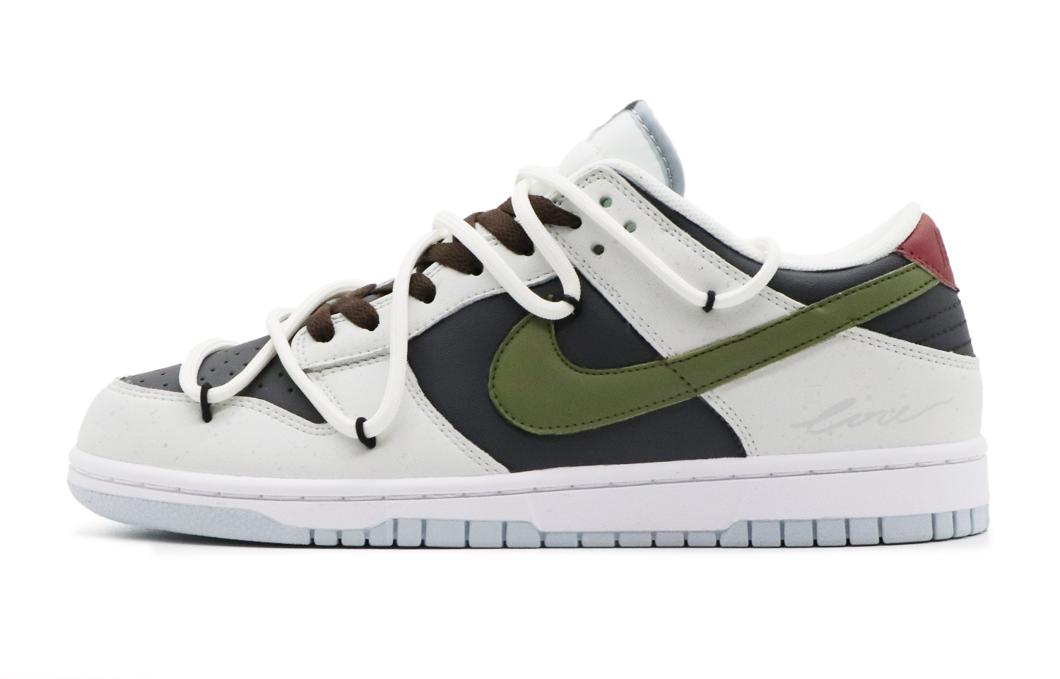 Order [Sepatu Kustom] Nike Dunk Low 'Putih Hijau Hitam' DV0831-101(Team57-男款绿野仙棕)