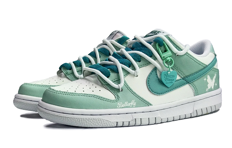 Lookbook 【定制球鞋】 Nike Dunk Low 解構鞋帶 蝴蝶 英文字母 心形掛墜 高街 低幫 板鞋 GS 白綠