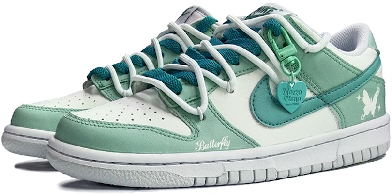 【定制球鞋】 Nike Dunk Low 解構鞋帶 蝴蝶 英文字母 心形掛墜 高街 低幫 板鞋 GS 白綠 Lookbook 【定制球鞋】 Nike Dunk Low 解構鞋帶 蝴蝶 英文字母 心形掛墜 高街 低幫 板鞋 GS 白綠