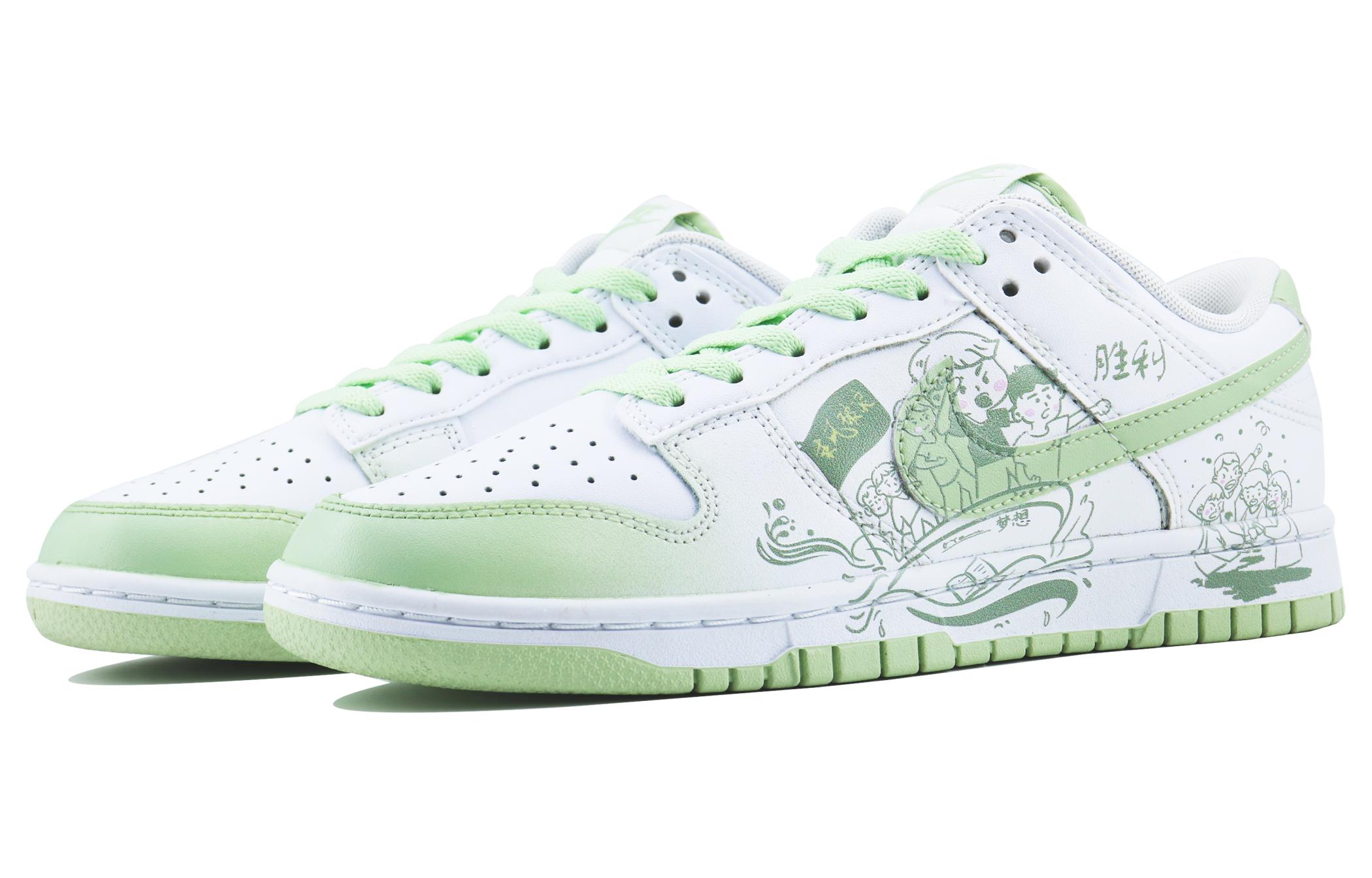 Shop [Zapatillas Personalizadas] Nike Dunk Low 'Blanco Verde Dibujos Animados' DV0831-105（Team168-乘风破浪）