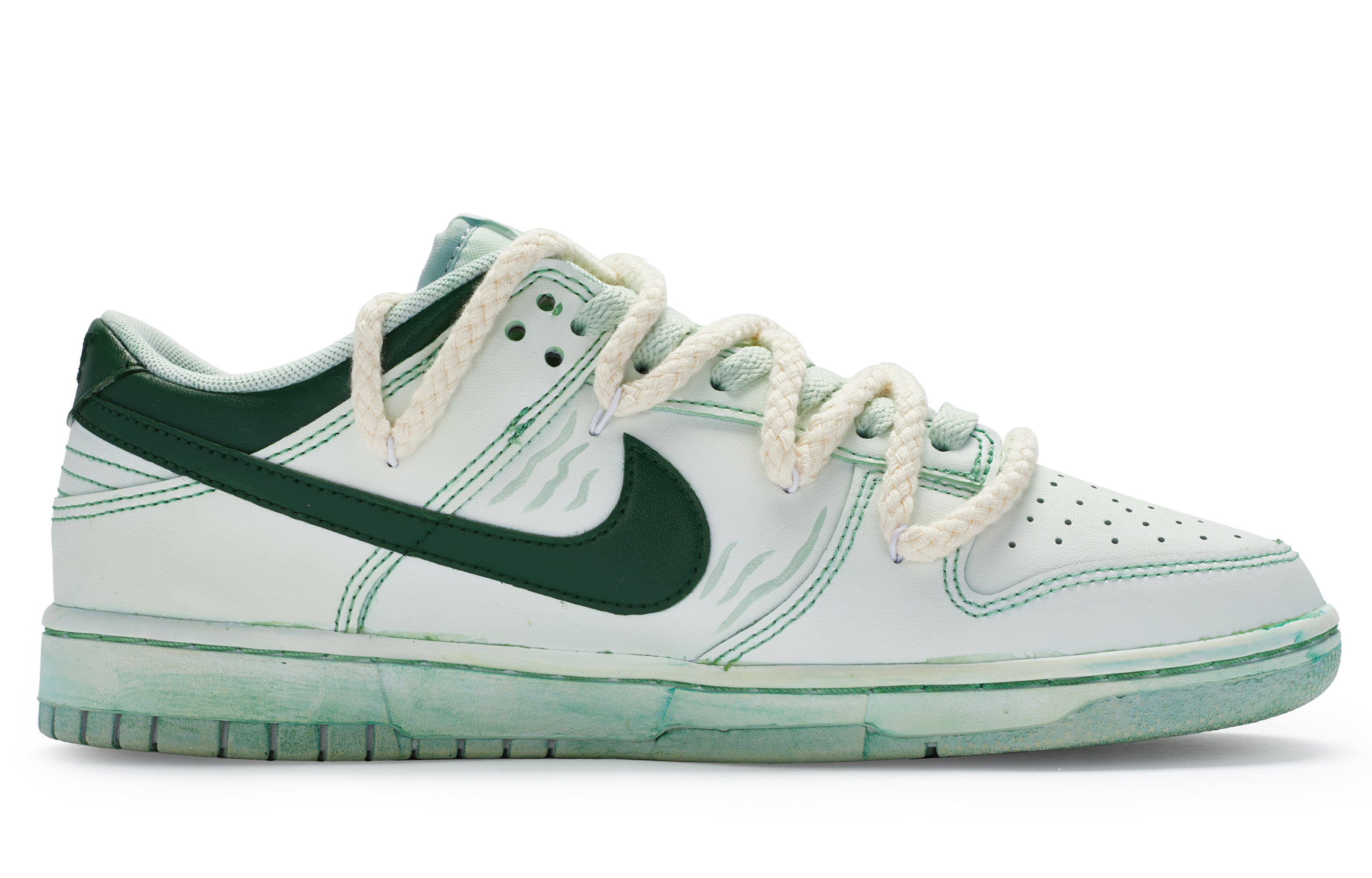 Order 나이키 덩크 로우 '화이트 그린 이모션' (커스텀) DV0831-101(TeamR-男款敏感)