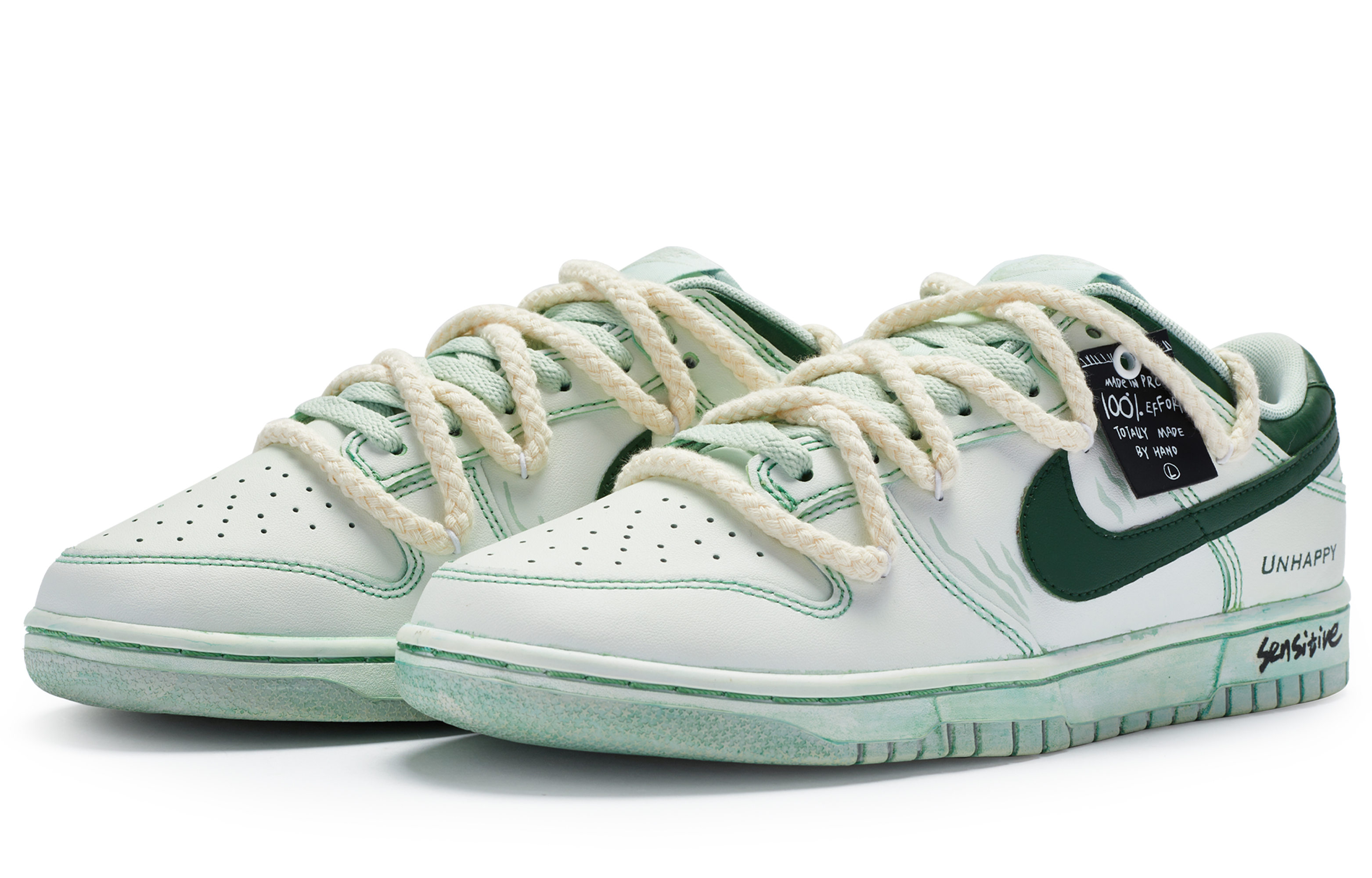 Lookbook 나이키 덩크 로우 '화이트 그린 이모션' (커스텀) DV0831-101(TeamR-男款敏感)