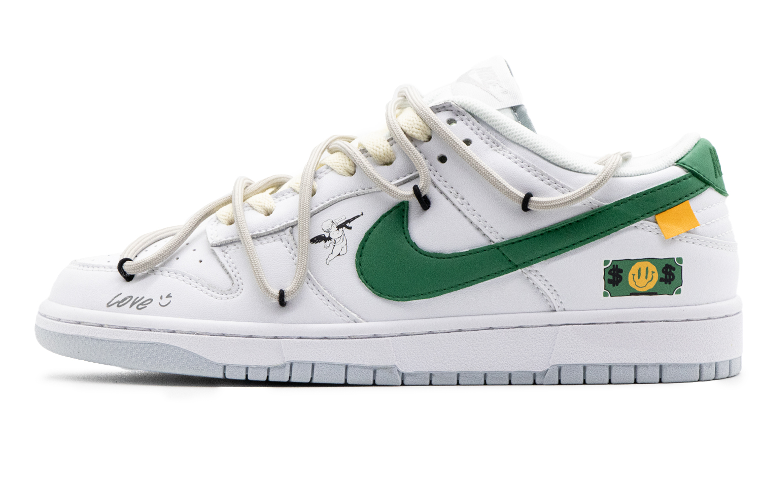 Buy [Sepatu Custom] Nike Dunk Low 'Putih Hijau Senyum' DV0831-101(Team57-男款美金)