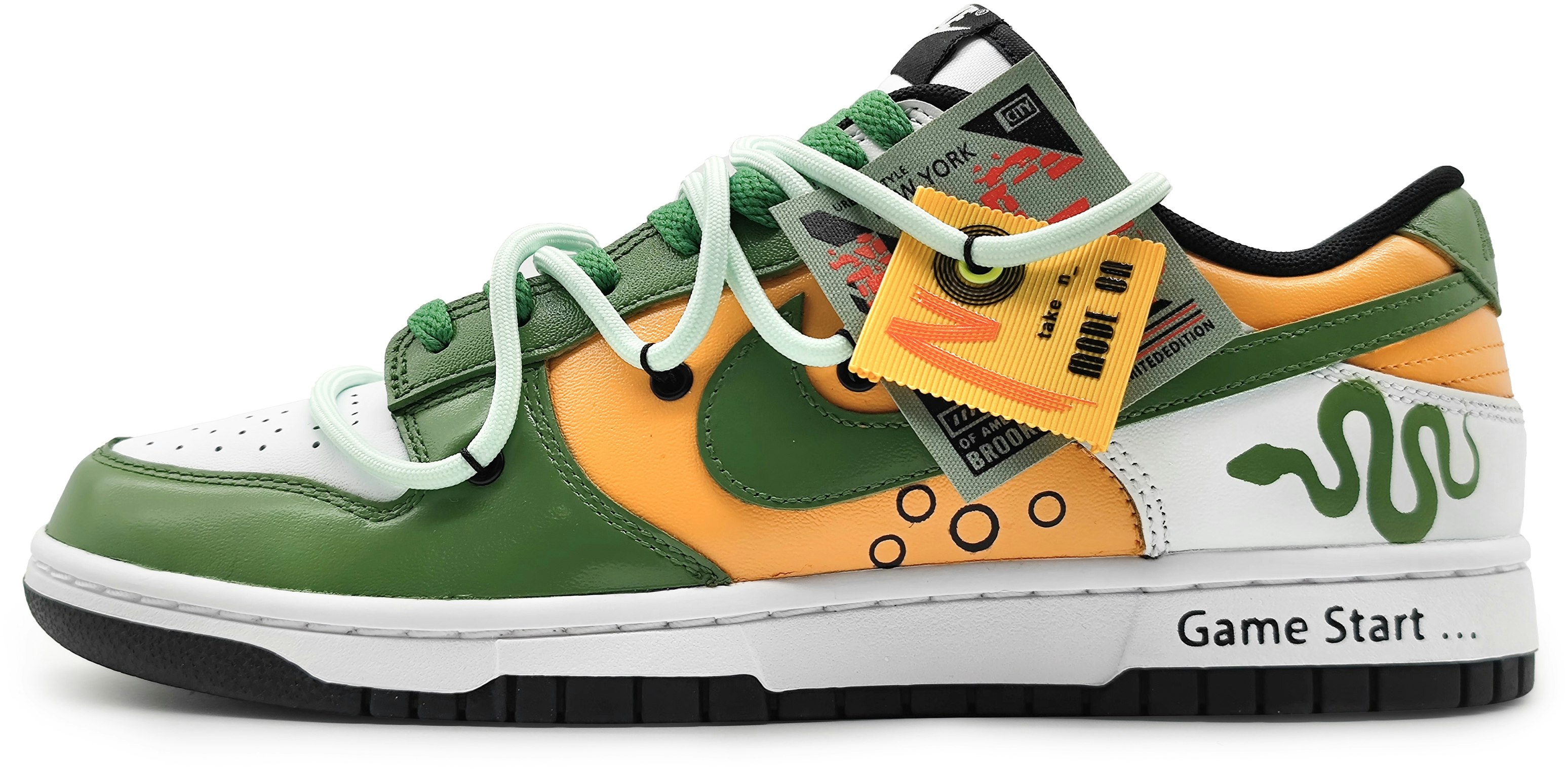 custom-shoes-nike-dunk-low-white-green-yellow