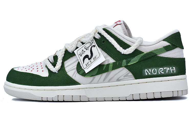 Buy 【客製球鞋】 Nike Dunk Low 破軍 戶外穿搭 不規則圖案 高街風 麻繩解構 復古 防滑 低筒 板鞋 男款 白灰綠