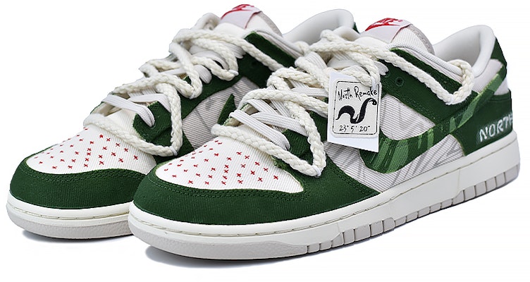 【客製球鞋】 Nike Dunk Low 破軍 戶外穿搭 不規則圖案 高街風 麻繩解構 復古 防滑 低筒 板鞋 男款 白灰綠 Lookbook 【客製球鞋】 Nike Dunk Low 破軍 戶外穿搭 不規則圖案 高街風 麻繩解構 復古 防滑 低筒 板鞋 男款 白灰綠