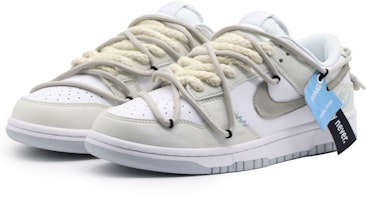 【定制球鞋】Nike Dunk Low 愛心籃掛標 戶外 高街風 復古做舊 解構 低幫 板鞋 男款 白灰 Lookbook 【定制球鞋】Nike Dunk Low 愛心籃掛標 戶外 高街風 復古做舊 解構 低幫 板鞋 男款 白灰