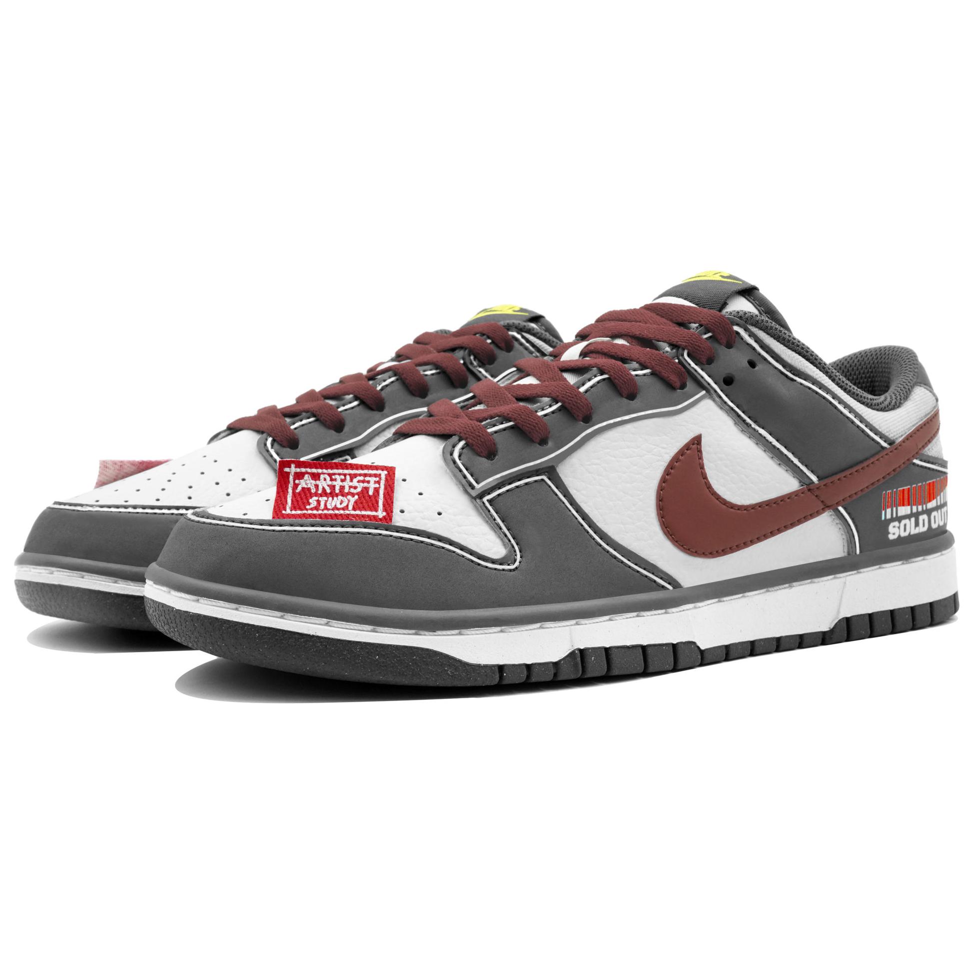 Shop 【客製球鞋】 Nike Dunk Low LTDZ 已售罄 禮盒 改色 印花貼布  時尚 潮流 簡約 百搭 運動風 耐磨透氣 低筒 板鞋 男款 白灰紅