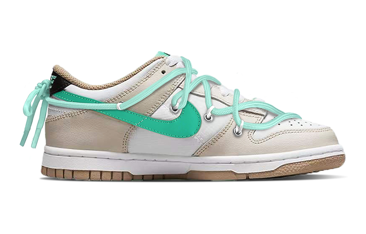 Order 【定制球鞋】 Nike Dunk Low 「Split」 經典休閒 小摩卡 極簡 解構綁帶 低筒 板鞋 GS 白薄荷綠